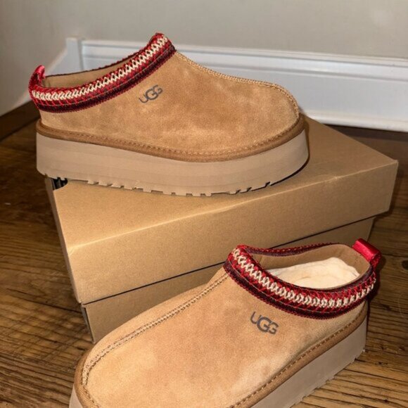 UGG Tazz Platform Slippers Chestnut Sandals - Picture 2 of 5